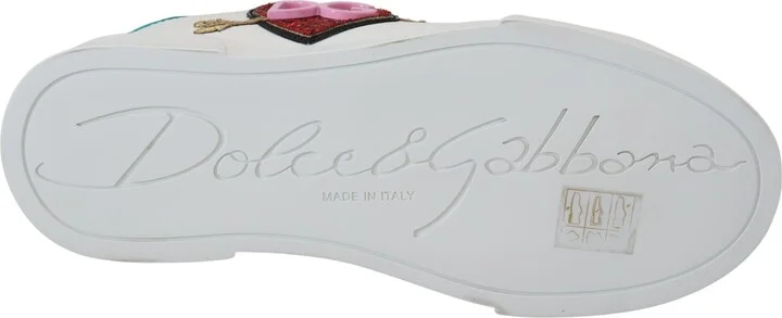 White Leather Sneaker Portofino Logo Heart Women's Shoes - Image 5