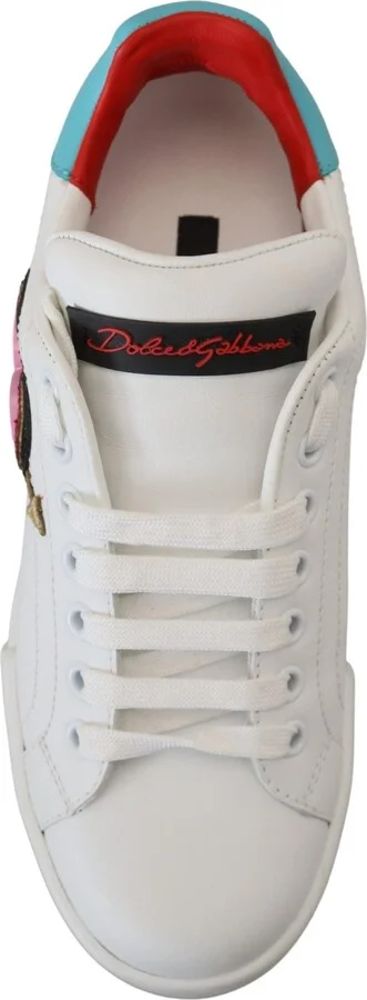 White Leather Sneaker Portofino Logo Heart Women's Shoes - Image 6