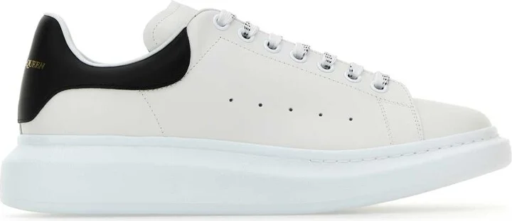 White Leather Sneakers With Black Leather Heel