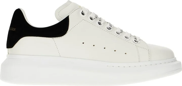 White Leather Sneakers With Black Suede Heel