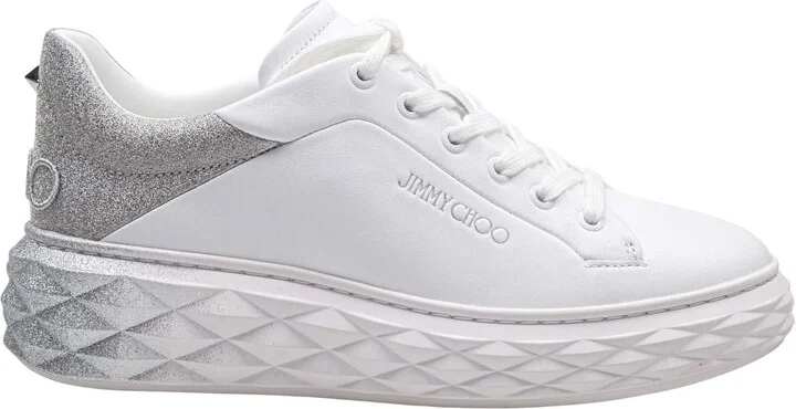 White Leather Sneakers With Glitter Degrade'