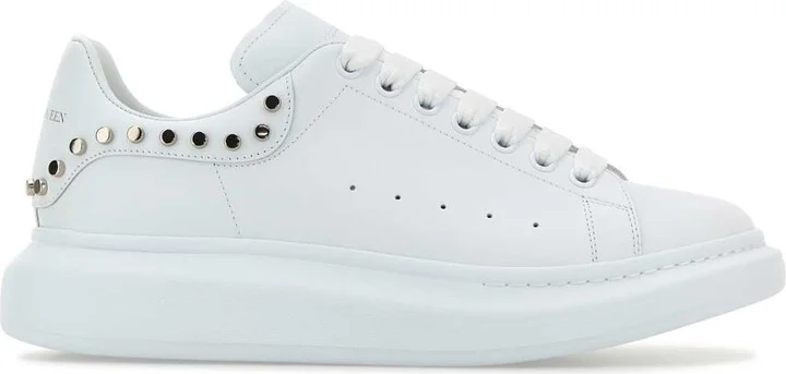 White Leather Sneakers With White Leather Heel