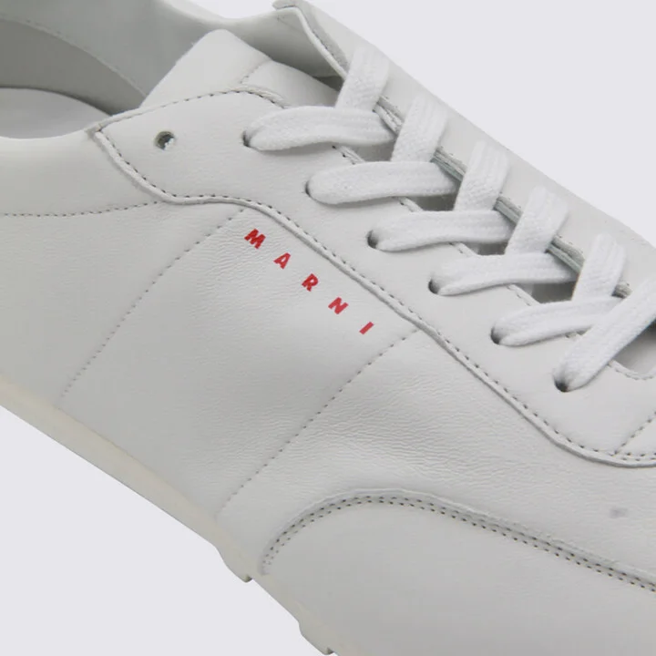 White Leather Softy Soccer Sneakers - Image 3