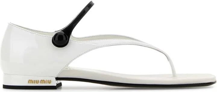 White Leather Thong Sandals