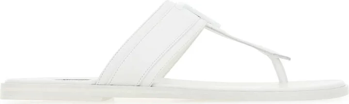 White Leather Thong Slippers