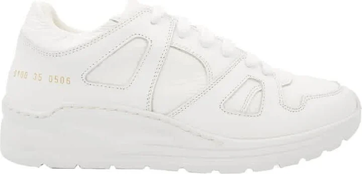 White Leather Track Technical Low-Top Sneakers