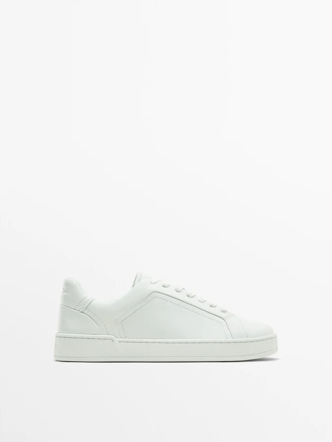 White Leather Trainers - Image 2