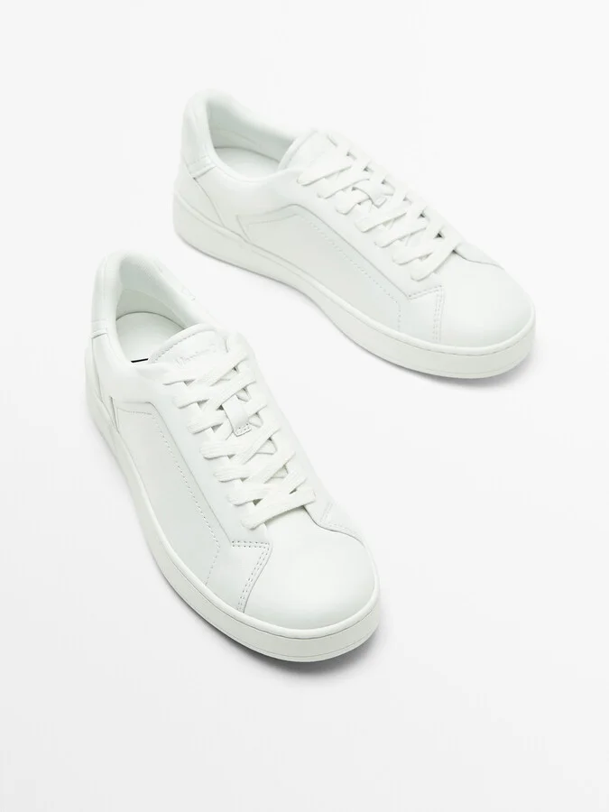 White Leather Trainers - Image 3