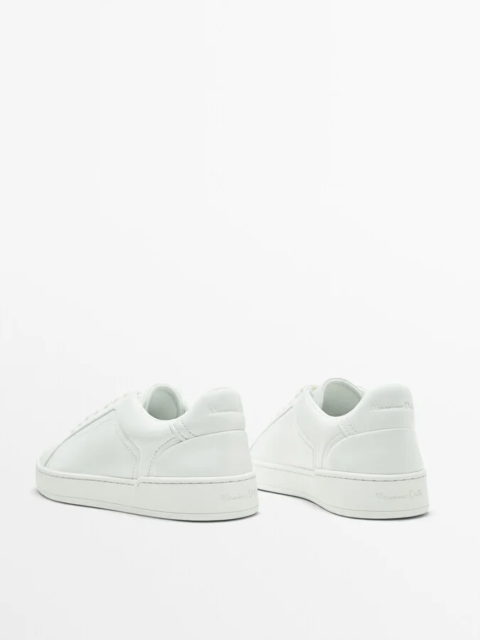 White Leather Trainers - Image 4