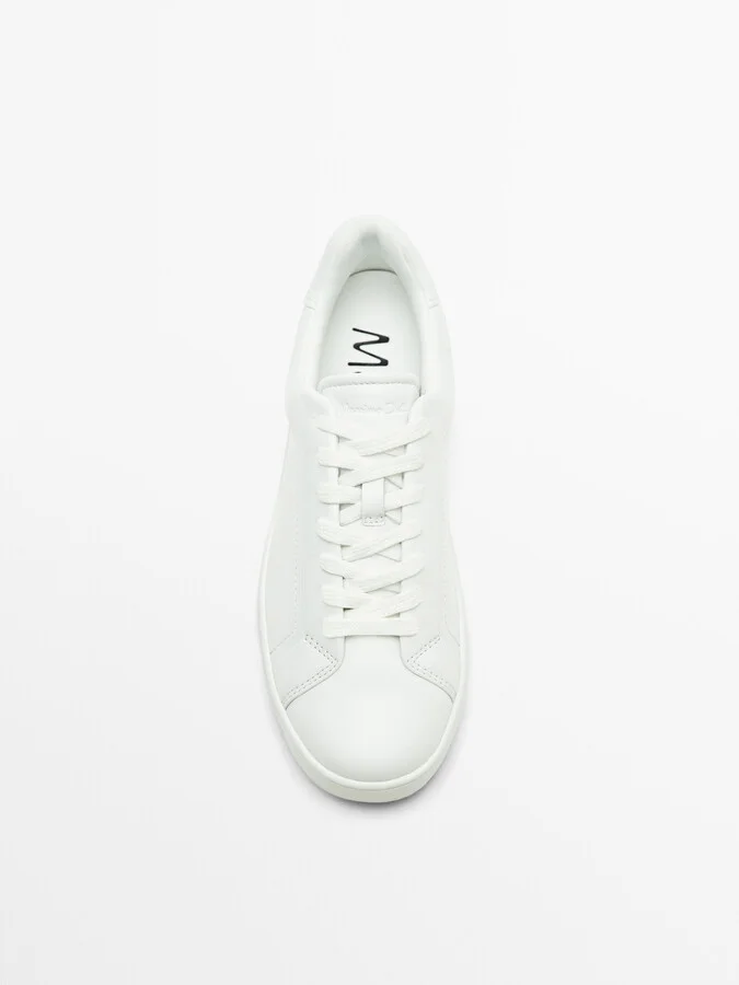 White Leather Trainers - Image 5