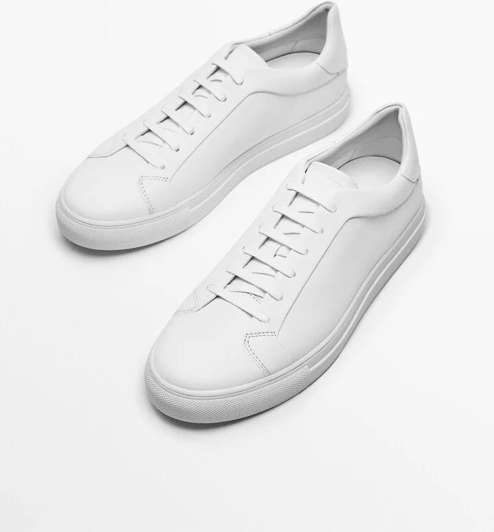 White Leather Trainers - Image 3