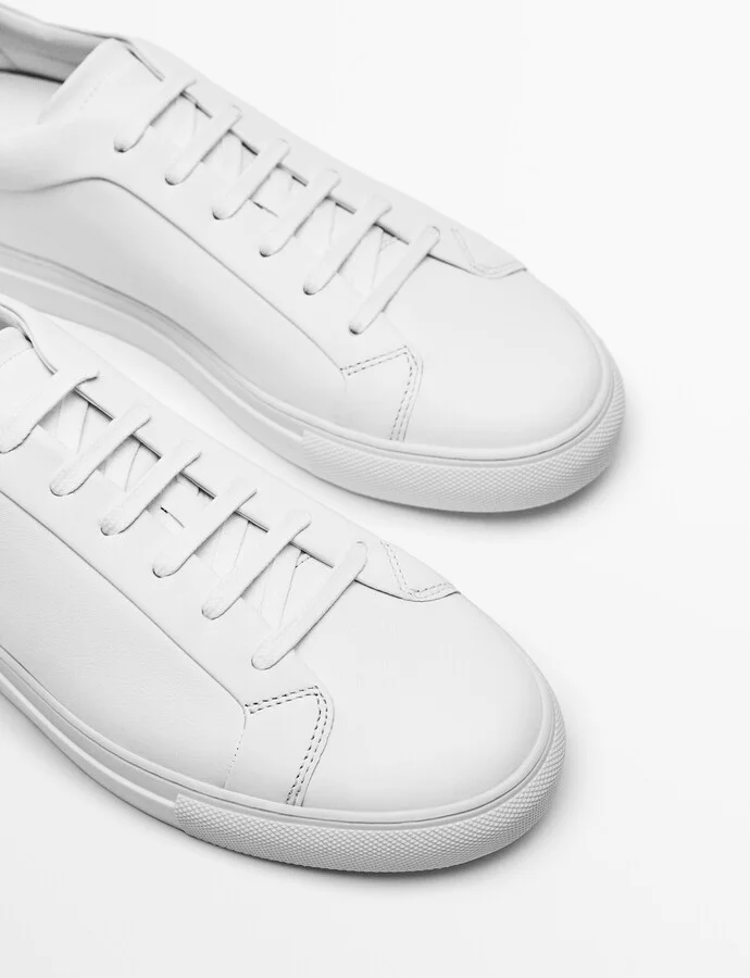 White Leather Trainers - Image 5