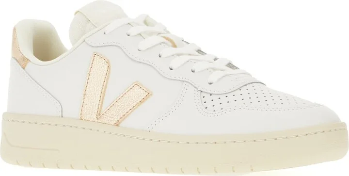 White Leather V-10 Sneakers - Image 2
