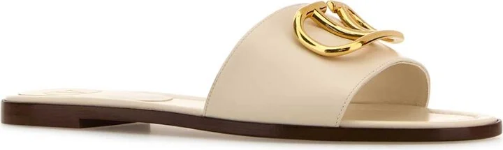 White Leather Vlogo Slippers - Image 2
