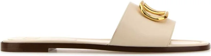 White Leather Vlogo Slippers