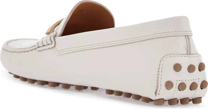 White Lime Calfskin Driving Loafer With Low Heel - Image 3