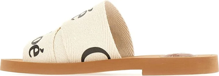 White Linen Blend Woody Slippers - Image 3