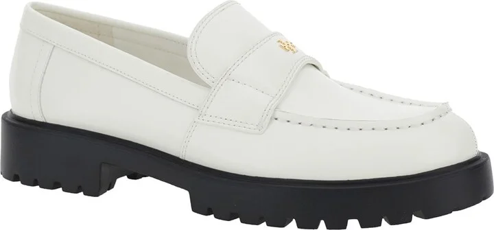 White Loafer With Logo Plate In Nappa Leather Woman - Image 2