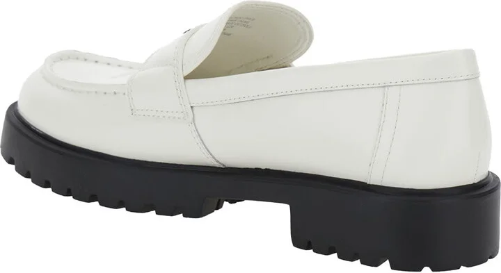 White Loafer With Logo Plate In Nappa Leather Woman - Image 3