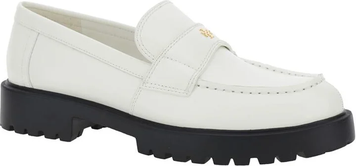 White Loafer With Logo Plate In Nappa Leather Woman - Image 2