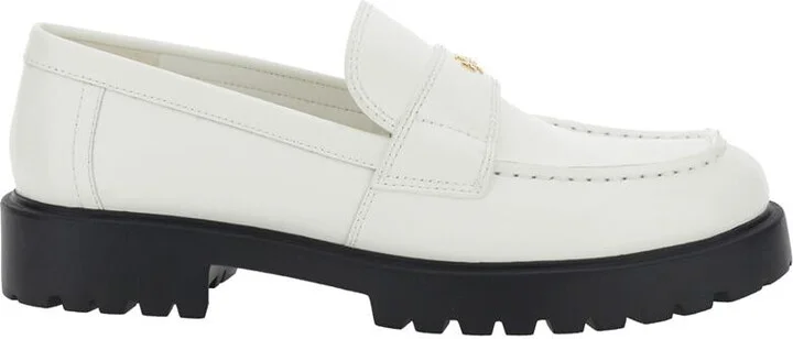 White Loafer With Logo Plate In Nappa Leather Woman