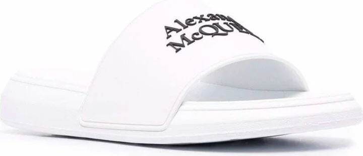 White Logo Pool Slides In Rubber - Image 2