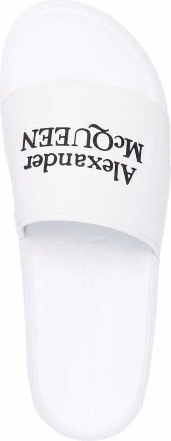 White Logo Pool Slides In Rubber - Image 4