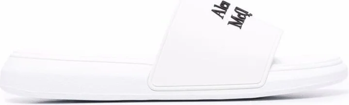 White Logo Pool Slides In Rubber