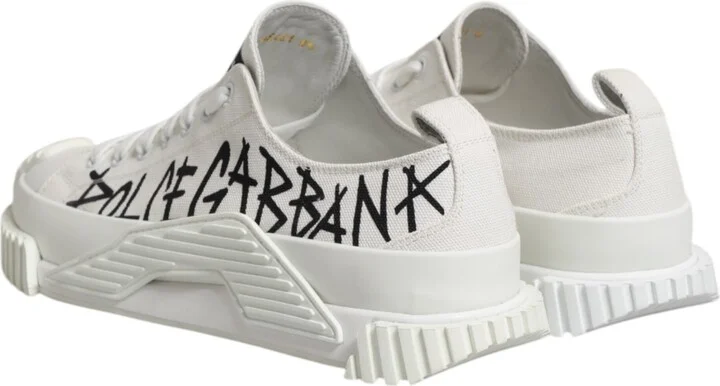 White Logo Print Lace Up Low Top Sneakers Men's Shoes - Image 5