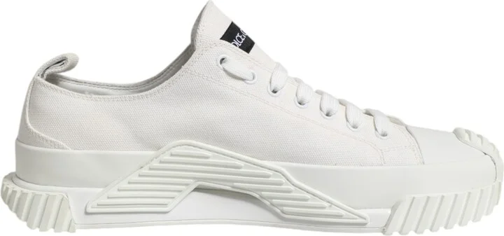 White Logo Print Lace Up Low Top Sneakers Men's Shoes