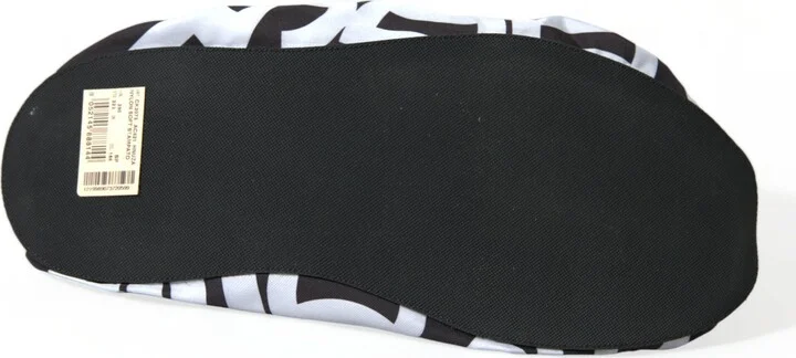 White Logo Print Nylon Slip On Flats Women's Shoes - Image 4