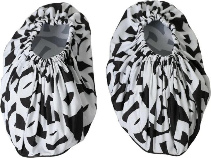 White Logo Print Nylon Slip On Flats Women's Shoes - Image 6