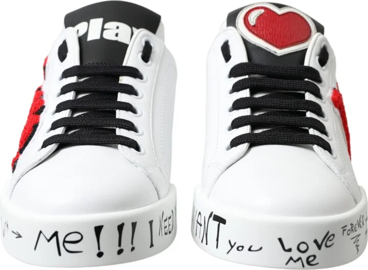 White Love Patch Portofino Classic Sneakers Women's Shoes - Image 2