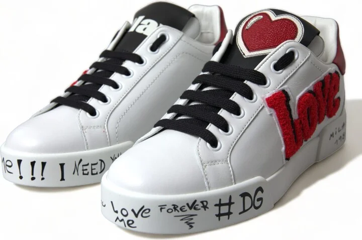 White Love Patch Portofino Classic Sneakers Women's Shoes - Image 3