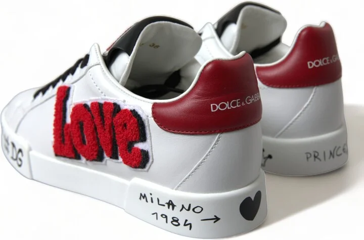 White Love Patch Portofino Classic Sneakers Women's Shoes - Image 4
