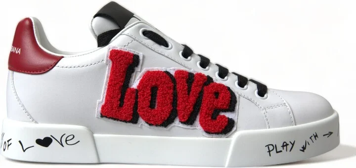White Love Patch Portofino Classic Sneakers Women's Shoes