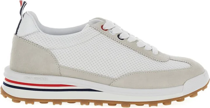 White Low Top Perforated Sneaker With Non-Slip Rubber Outsole In Tech Fabric Woman