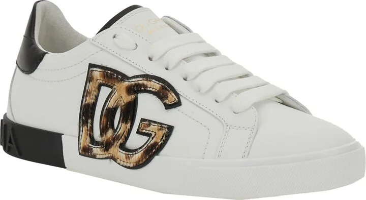 White Low Top Sneaker With Animal-motif Logo In Leather Woman - Image 2