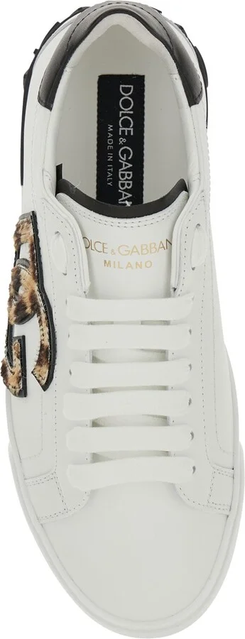 White Low Top Sneaker With Animal-motif Logo In Leather Woman - Image 4