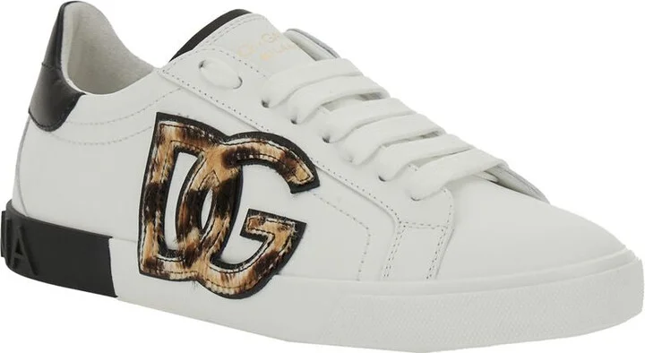 White Low Top Sneaker With Animal-Motif Logo In Leather Woman - Image 2