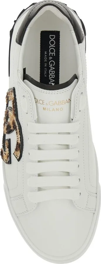 White Low Top Sneaker With Animal-Motif Logo In Leather Woman - Image 4