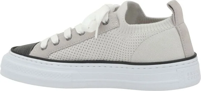 White Low Top Sneaker With Tab On The Heel In Cotton Knit Woman - Image 7