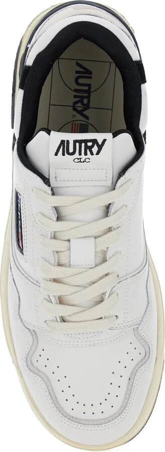 White Low Top Sneakers With Black Details And Logo Patch In Leather And Suede Man - Image 3