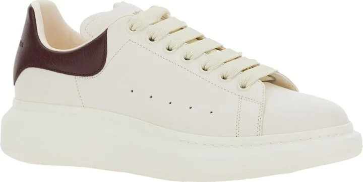 White Low-top Sneakers With Chunky Sole And Brown Contrasting Heel Tab In Leather Man - Image 2