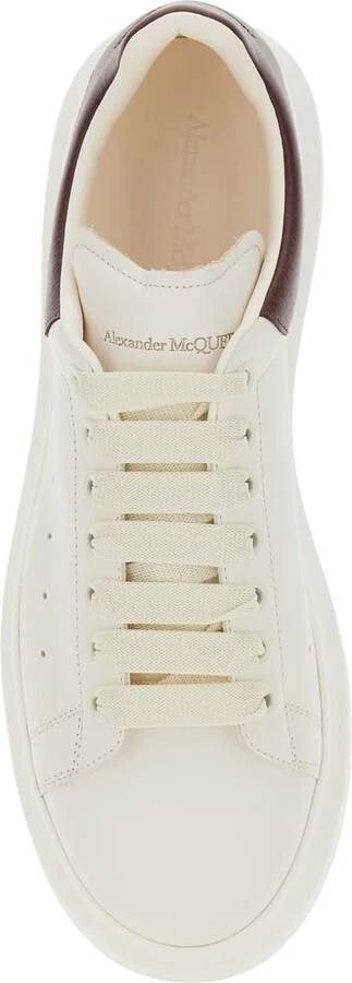 White Low-top Sneakers With Chunky Sole And Brown Contrasting Heel Tab In Leather Man - Image 4