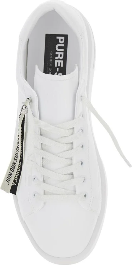 White Low Top Sneakers With Lace Detail With Logo Lettering In Ecoleather Man - Image 4