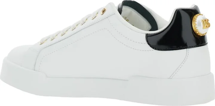 White Low Top Sneakers With Logo Lettering On The Tongue And Logo Detail On The Heel In Leather Woman - Image 3