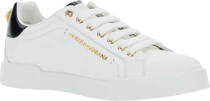White Low Top Sneakers With Logo Lettering On The Tongue And Logo Detail On The Heel In Leather Woman - Image 2