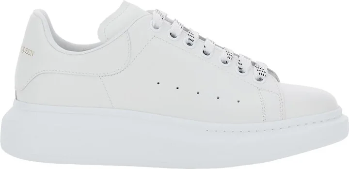 White Low Top Sneakers With Logo Lettering On Tongue And Heel In Leather Man