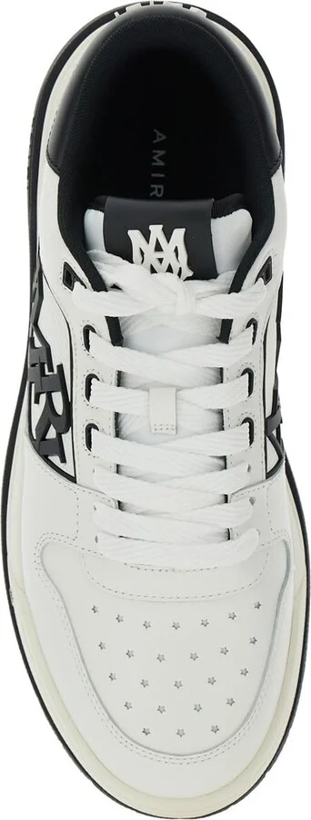White Low Top Sneakers With Logo Patch On The Side And Contrasting Heel With Logo Lettering In Leather Man - Image 4